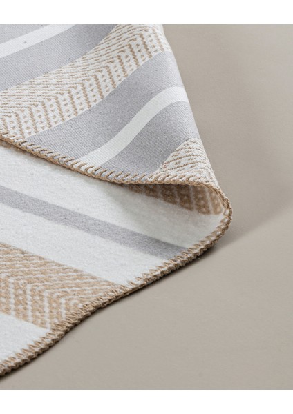 Serein Pamuklu Saçaklı Dokuma Kilim - Bej/gri - 60X100 cm modelleri