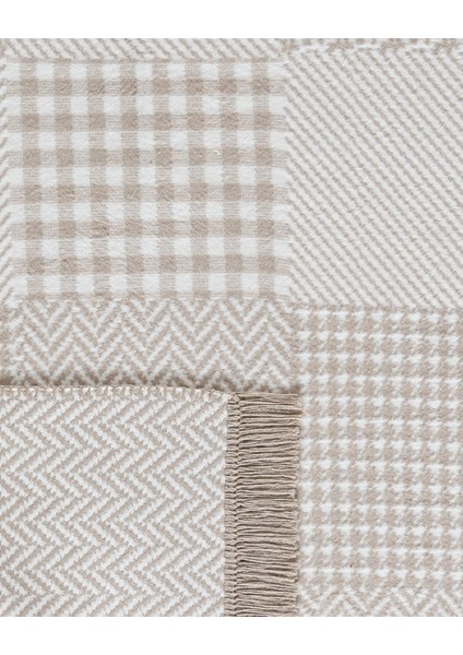 Pétale Pamuklu Saçaklı Dokuma Kilim - Ekru/bej - 60X100 cm fiyatları
