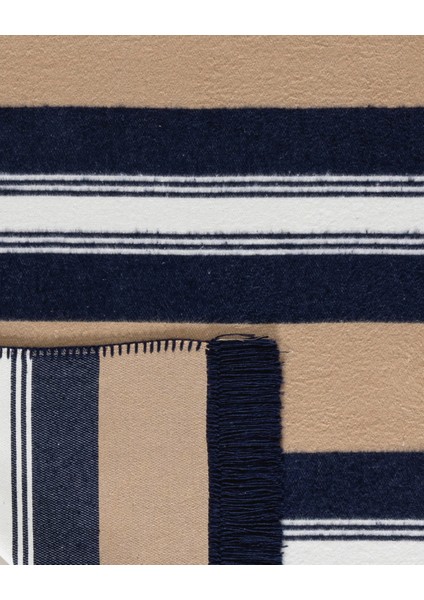 Rosée Pamuklu Saçaklı Dokuma Kilim - Bej/lacivert - 80X150 cm fiyatları