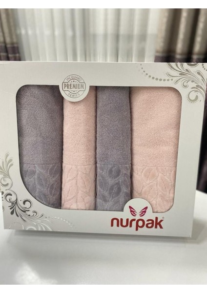 Gri-pudra 4'lü pamuklu banyo havlu takımı, yumuşak ve şık kullanım sağlar. fırsatları