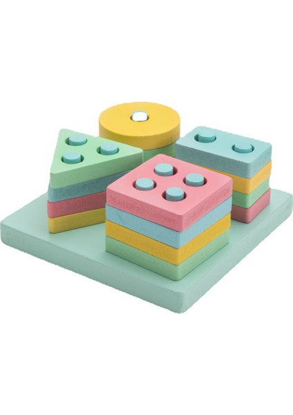 Küçük Çocuklar Için Ahşap Geometrik Şekil Sütun Seti Montessori Erken Eğitim Bilişsel Yapı Taşları Eşleşen Bilgelik Sütun Seti Eğitici Oyuncak (Yurt Dışından)