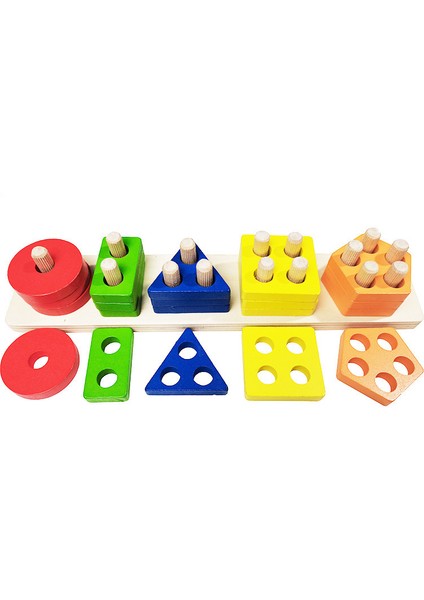 Küçük Çocuklar Için Ahşap Geometrik Şekil Sütun Seti Montessori Erken Eğitim Bilişsel Yapı Taşları Eşleşen Bilgelik Sütun Seti Eğitici Oyuncak (Yurt Dışından)
