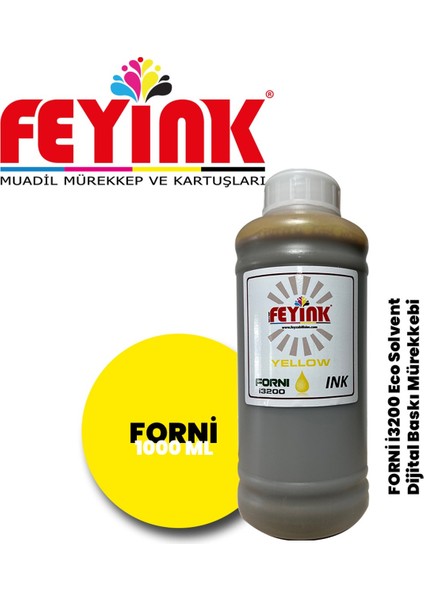 ® Forni Ecosolvent Dijital Baskı Mürekkebi Epson İ3200 Kafa Uyumlu Yellow (Sarı) -1000ML-