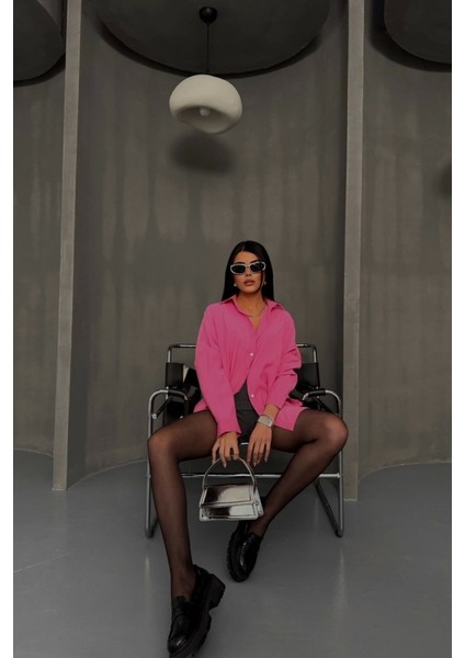 Boyfriend Gömlek Modal Kumaş Oversize - Pembe