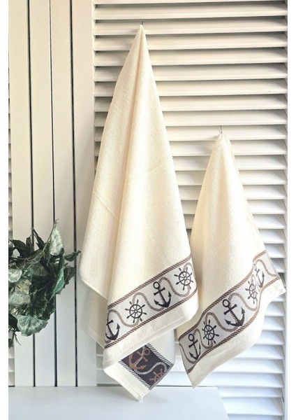 Krem Kahve Büyük Boy Pamuklu Banyo Havlu Seti 2'li modelleri