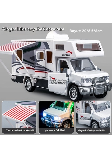 Erkek Büyük Alaşımlı Seyahat Karavan Simülasyon Modeli Ses ve Işık Çocuk Oyuncak Araba (Yurt Dışından)