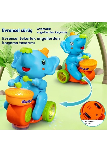 Evrensel Işık Işık Müzik Davul, Askıya Alma, Üfleme Topu Bebek Fil Oyuncak (Yurt Dışından)