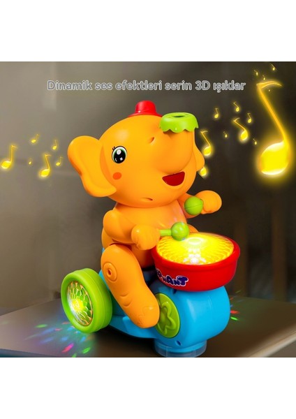 Evrensel Işık Işık Müzik Davul, Askıya Alma, Üfleme Topu Bebek Fil Oyuncak (Yurt Dışından)