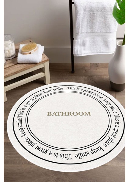 Yumuşak polyester banyo halısı, 80x80 cm, kaymaz ve yıkanabilir, şık beyaz tasarım