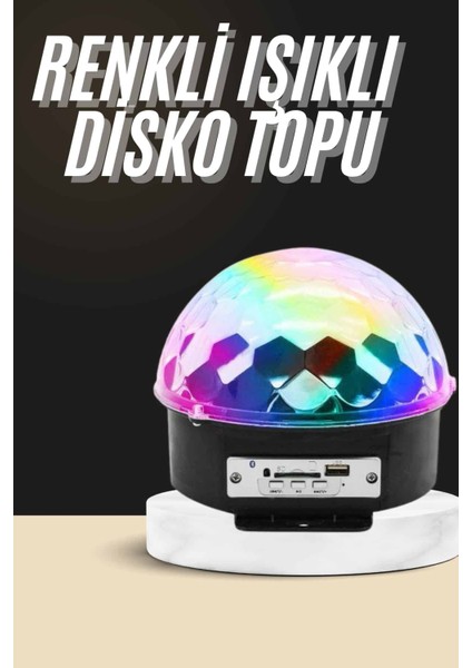 LED Işık Disko Topu Bluetooth Hoparlörlü USB Müzik Çalar Kumandalı