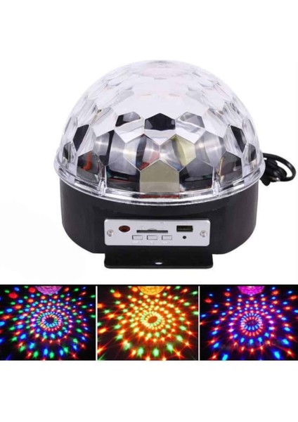 LED Işık Disko Topu Bluetooth Hoparlörlü USB Müzik Çalar Kumandalı