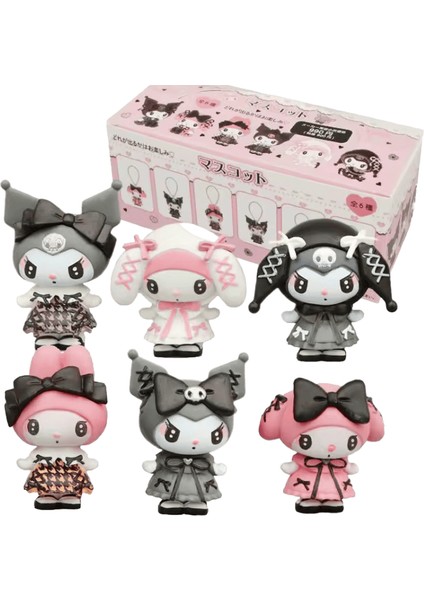 Sanrio Kawaii Kör Kutu Bebek Kuromi Karikatür Figür Benim Melodi Lolita Tarzı Sevimli Mini Dıy El Yapımı Dekoratif Model Oyuncak Hediyerenk: 6 Adet (Yurt Dışından)