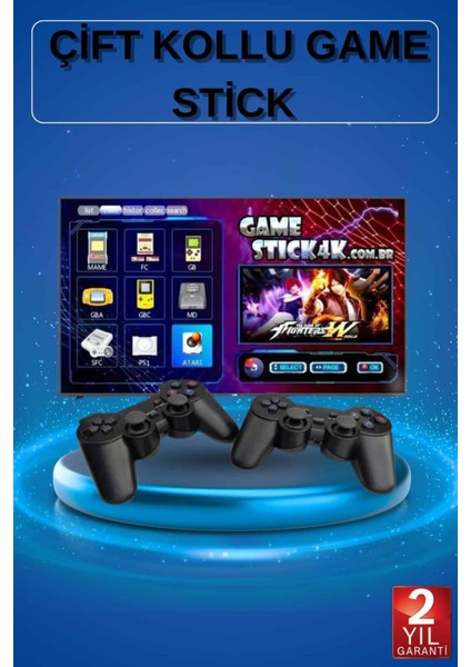 2 Kollu Kablosuz 2.4g Retro Oyunlar 4K Game Stick 3500 Oyun Atari