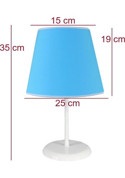 Konik Mavi Kumaş Kaplama 15 x 25 Yatak Odası Oturma Odası Genç ve Çocuk Odası Avize ve Abajur Seti