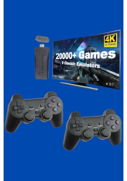 Retro Oyunlar 4K Game Stick 2.4g Kablosuz Çift Kol 3500 Oyun Atari