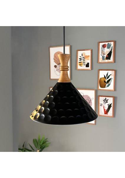 Rumy Siyah Tekli Uzun Piyon Başlık Avize Retro Sarkıt Ofis Showroom Salon Mutfak Avizeleri