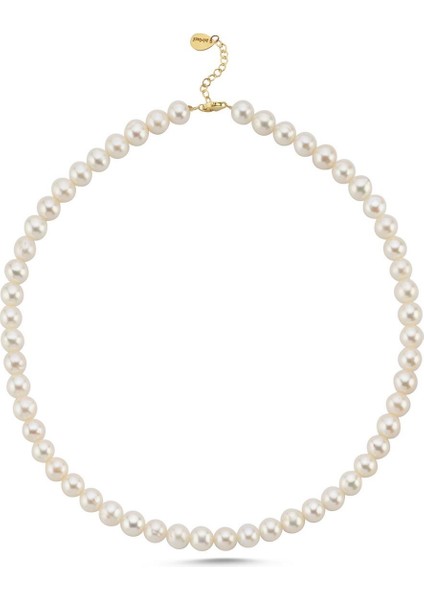 14 Ayar Altın Kadın 7 mm Sıralı Doğal Inci Kolye