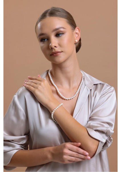 14 Ayar Altın Kadın 7 mm Sıralı Doğal Inci Kolye indirimleri