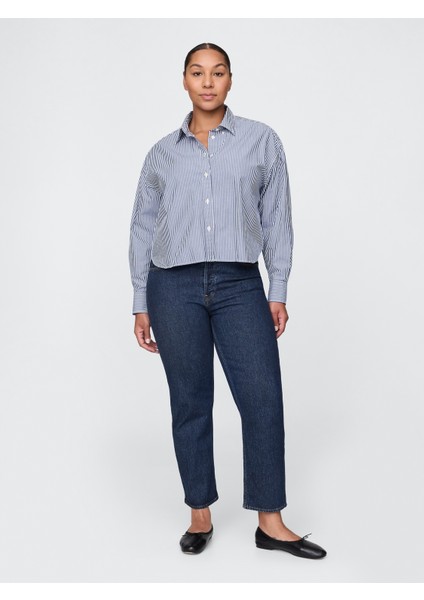 Kadın Mavi High Rise Cheeky Straight Washwell Jean Washwell indirimleri