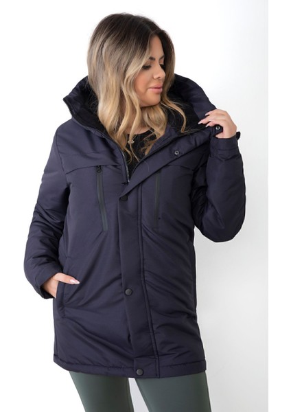 Kadın Lacivert Içi Polarlı Su ve Rüzgar Geçirmez Kapüşonlu Kışlık Mont & Kaban & Parka fiyatları
