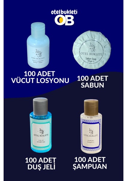 Otel Buklet Otel Tipi Vucut Losyonu+Sabun+ Duş Jeli+Şampuan