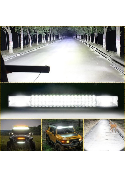 Off Road Kamyon Traktör 80 cm 3 Sıra LED Bar Tek Renk Beyaz 12-24 Tepe Çalışma Lambası