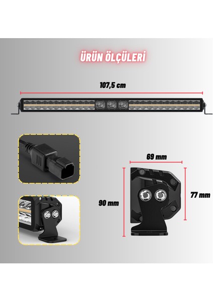 Off-Road Premium Tavan LED Bar 105 cm Beyaz Işık Projektör Drl Gündüz LED Metal Gövde 12-24V fırsatları