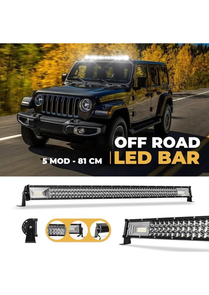 Off Road LED Bar 3 Sıra 81 cm 50 Watt Beyaz Sarı Mod