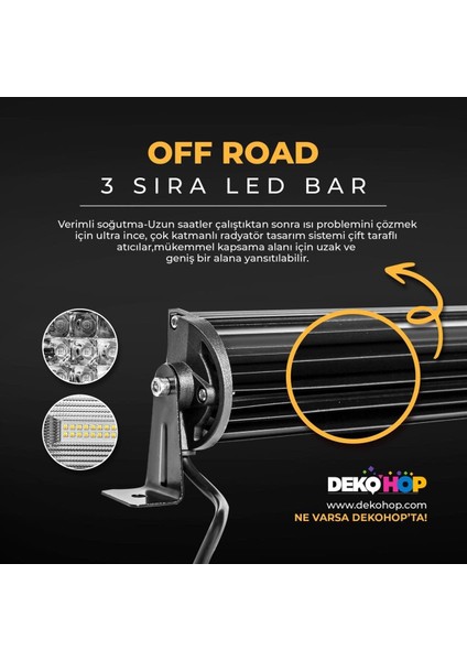 Off Road LED Bar 3 Sıra 81 cm 50 Watt Beyaz Sarı Mod