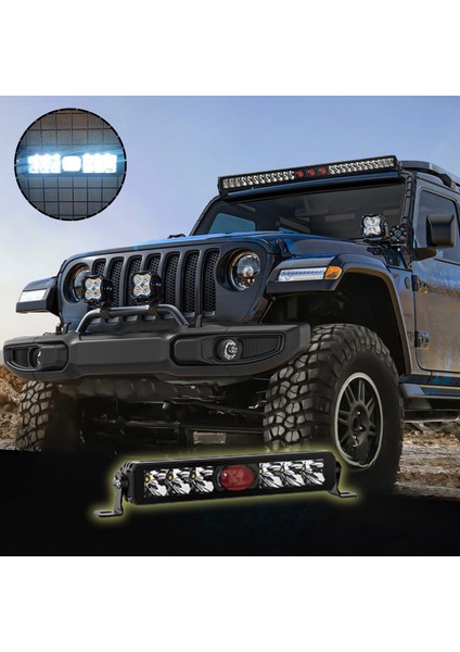 Off-Road Premium 30 cm Tampon Kaput LED Bar Beyaz Işık Projektör Kırmızı Gündüz LED Metal 12-24V
