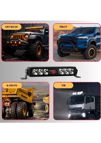 Off-Road Premium 30 cm Tampon Kaput LED Bar Beyaz Işık Projektör Kırmızı Gündüz LED Metal 12-24V fırsatları
