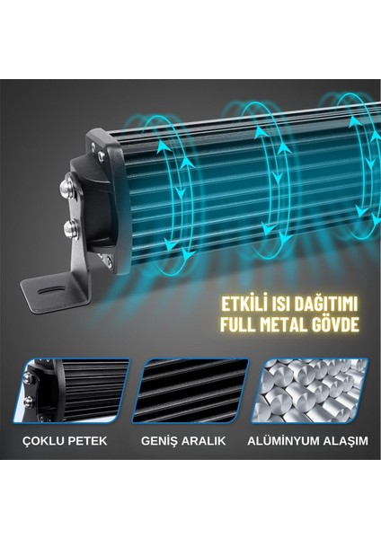 Off-Road Premium 30 cm Tampon Kaput LED Bar Beyaz Işık Projektör Kırmızı Gündüz LED Metal 12-24V indirimleri