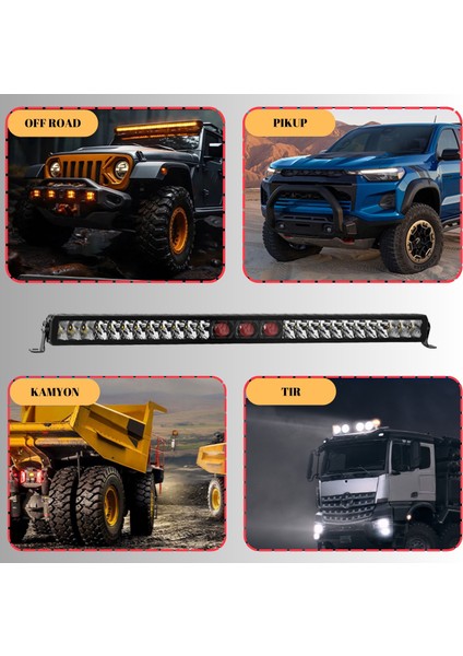Off-Road Premium Tavan LED Bar 105 cm Beyaz Işık Projektör Kırmızı Göz Gündüz LED Metal Gövde modelleri
