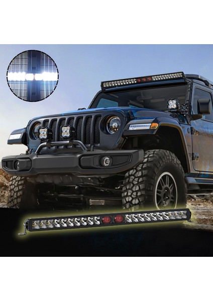 Off-Road Premium Tavan LED Bar 80 cm Beyaz Işık Projektör Kırmızı Göz Gündüz LED Metal Gövde 12-24V