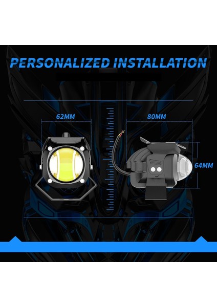 Motosiklet Sis Farı Lazer LED Beyaz Sarı Renk Metal Kasa 2 Adet Takım Motosiklet Aksesuar Lamba indirimleri