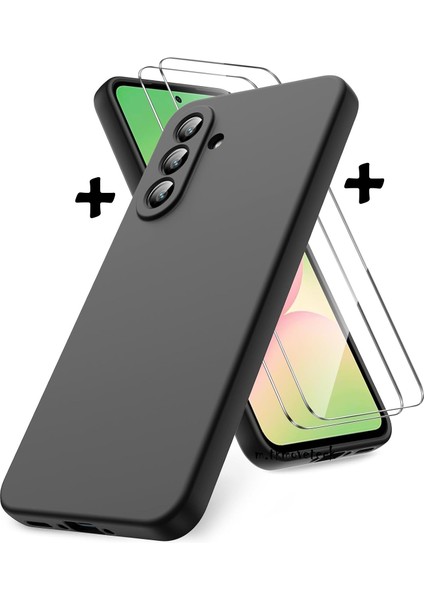 Samsung Galaxy A56 Kılıf Kamera Korumalı Renkli Yumuşak Mat Silikon + 9h Ekran Koruyucu Cam Set 2in1