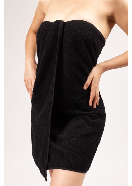 Siyah %100 pamuklu havlu 70x140 cm, banyo ve plaj kullanımı için ideal