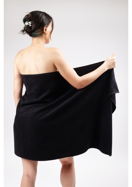 Siyah %100 pamuklu havlu 70x140 cm, banyo ve plaj kullanımı için ideal fiyatları