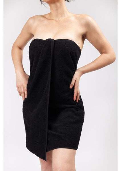 Siyah %100 pamuklu havlu 70x140 cm, banyo ve plaj kullanımı için ideal modelleri