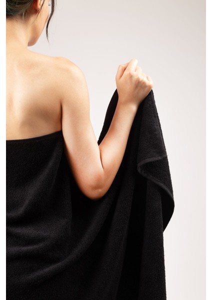 Siyah %100 pamuklu havlu 70x140 cm, banyo ve plaj kullanımı için ideal indirimleri