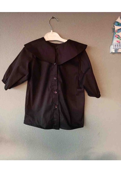 Kız Çocuk Gömlek Kısa Kollu Siyah