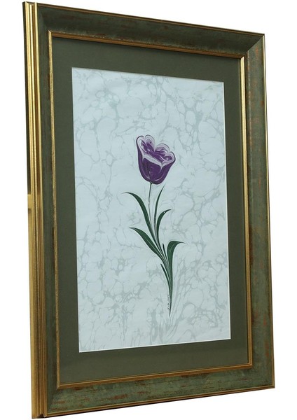 El Işçiliği Gül Ebru Tablo 50 x 43 cm - 6227