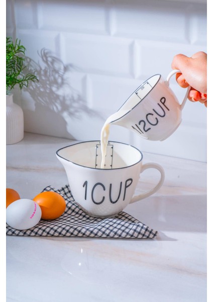 Leroy 2'li Porselen Ölçü Bardağı - 250/500 ml