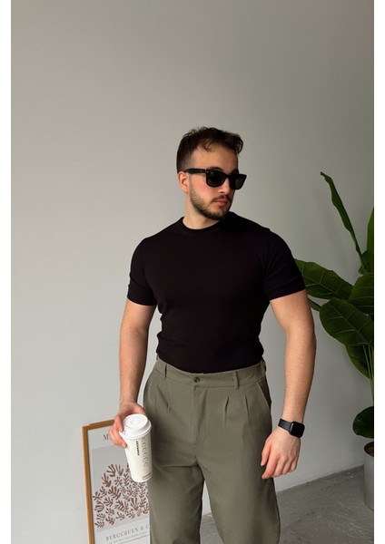Kama Erkek Bisiklet Yaka Pamuk Regular Fit Kısa Kollu Ince Triko Tişört