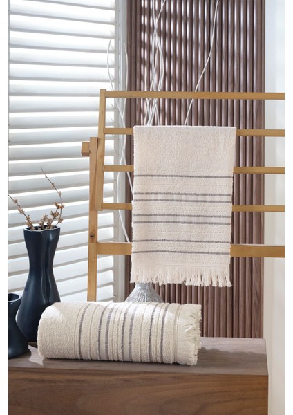 Retro Saçak Detaylı Gri Banyo Havlu Takımı 50X90 70X140 fiyatları