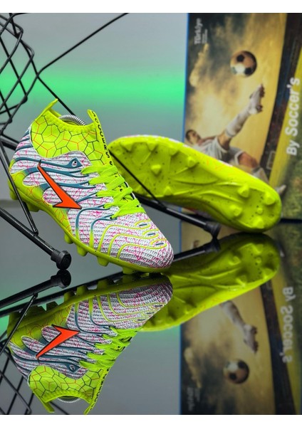Krampon Çoraplı Çivili Desenli Bağcıklı Air Halı Saha ve Çim Zemin Futbol Spor Ayakkabısı 2060