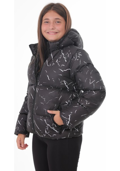 Kız Çocuk Siyah Çıkabilir Kapüşonlu Su ve Rüzgar Geçirmez Cepli Kışlık Şişme Mont & Kaban & Parka fiyatları