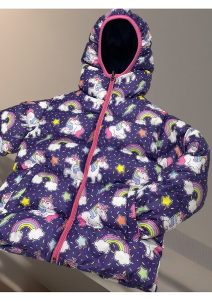 Kız Çocuk Içi Polarlı Kapüşonlu Unıcorn Desenli Kışlık Şişme Mont & Kaban & Parka fiyatları