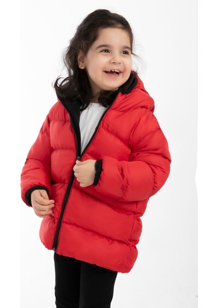 Kız Çocuk Kırmızı Içi Polarlı Kapüşonlu Su Geçirmez Rüzgara Dayanıklı Şişme Kışlık Mont & Kaban fiyatları