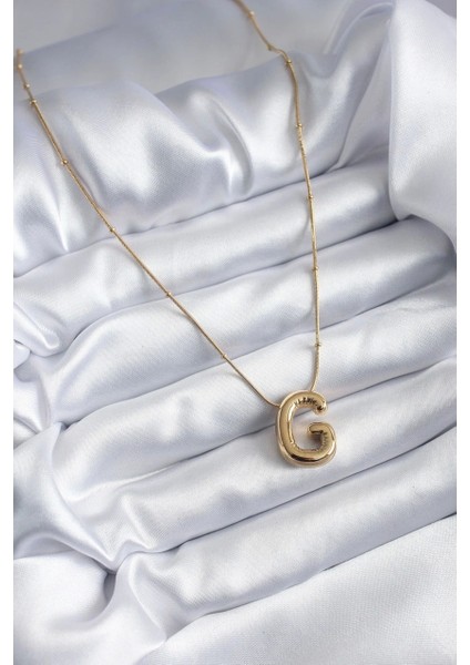 Çelik Zincirli G Harfli Gold Renk Bubble Kolye fiyatları